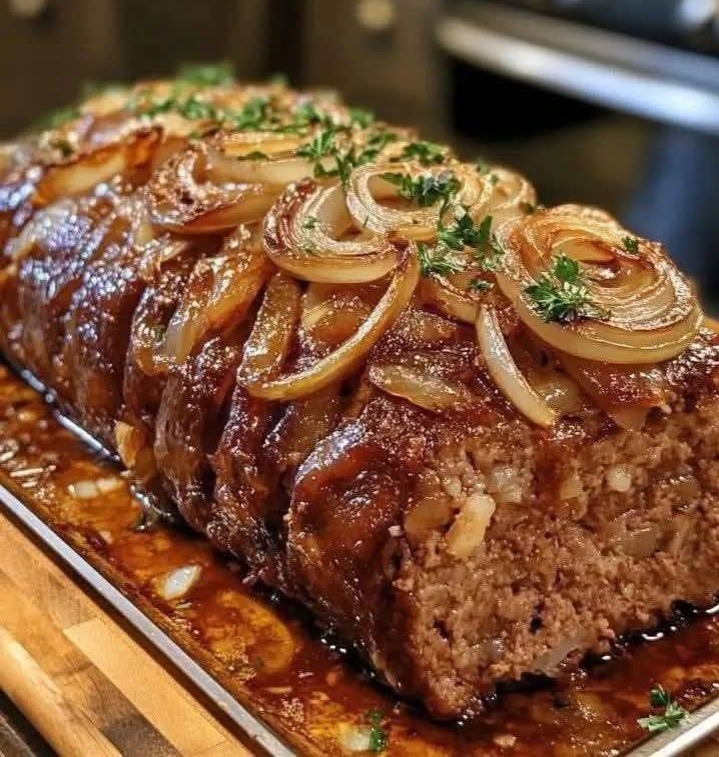 Savory Meatloaf with Caramelized Onion Gravy 1