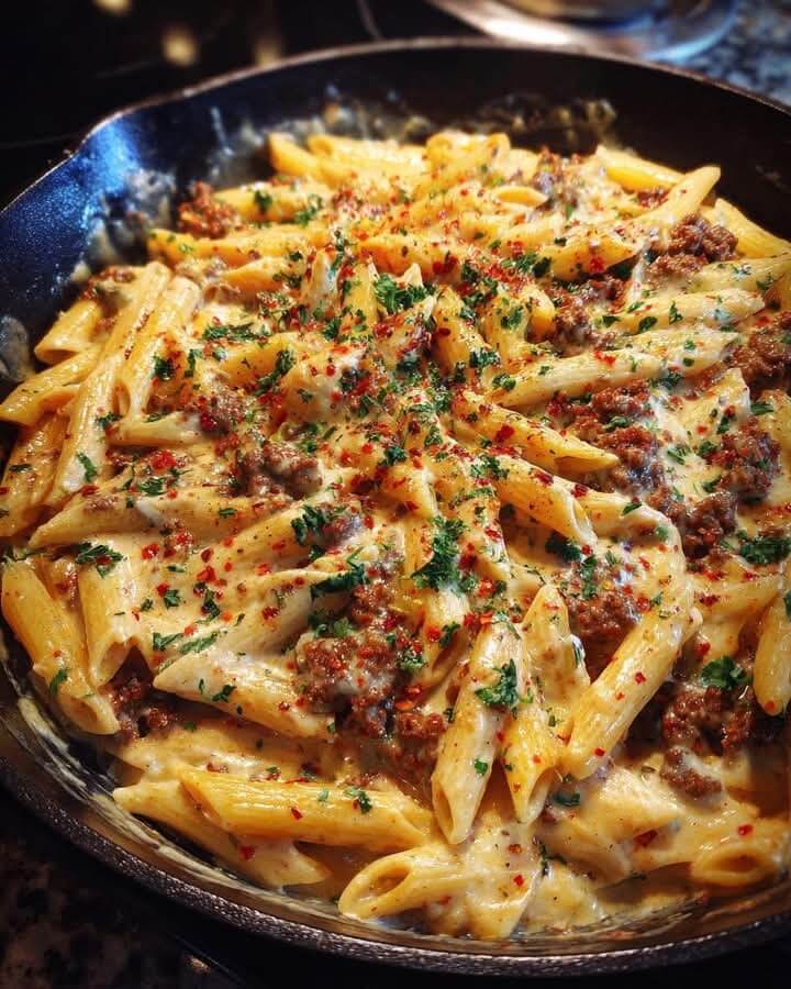 Mediterranean Spiced Beef Penne in Garlic Yogurt Sauce 1