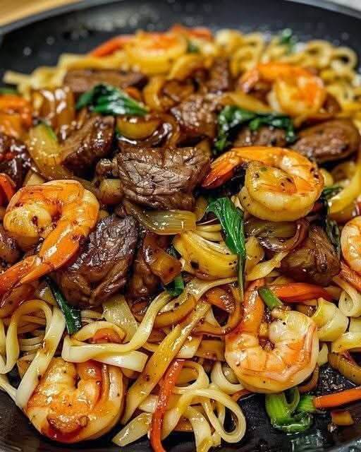 Mediterranean Steak & Shrimp Noodles 1