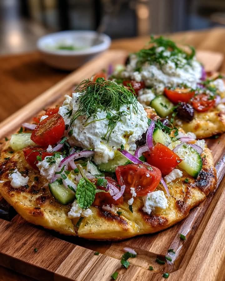 Mediterranean Flatbread with Whipped Feta & Fresh Herbs 1