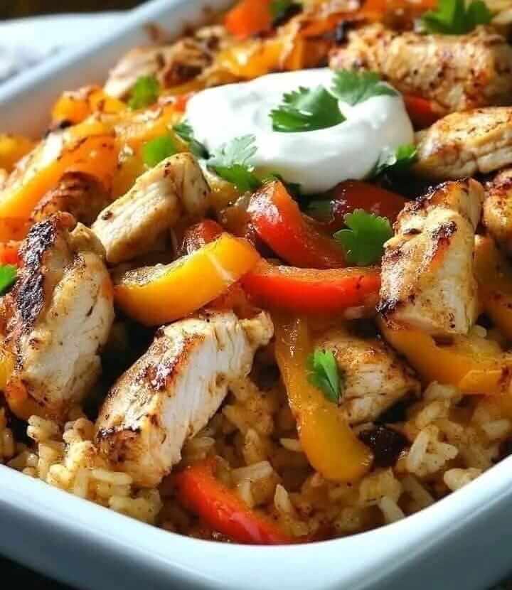 Mediterranean Chicken & Rice Casserole with Grilled Peppers & Yogurt 1