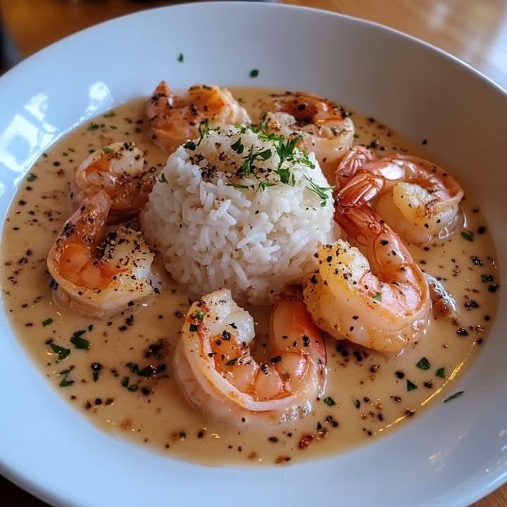 Mediterranean-Style Creamy Garlic Butter Shrimp with Rice 1