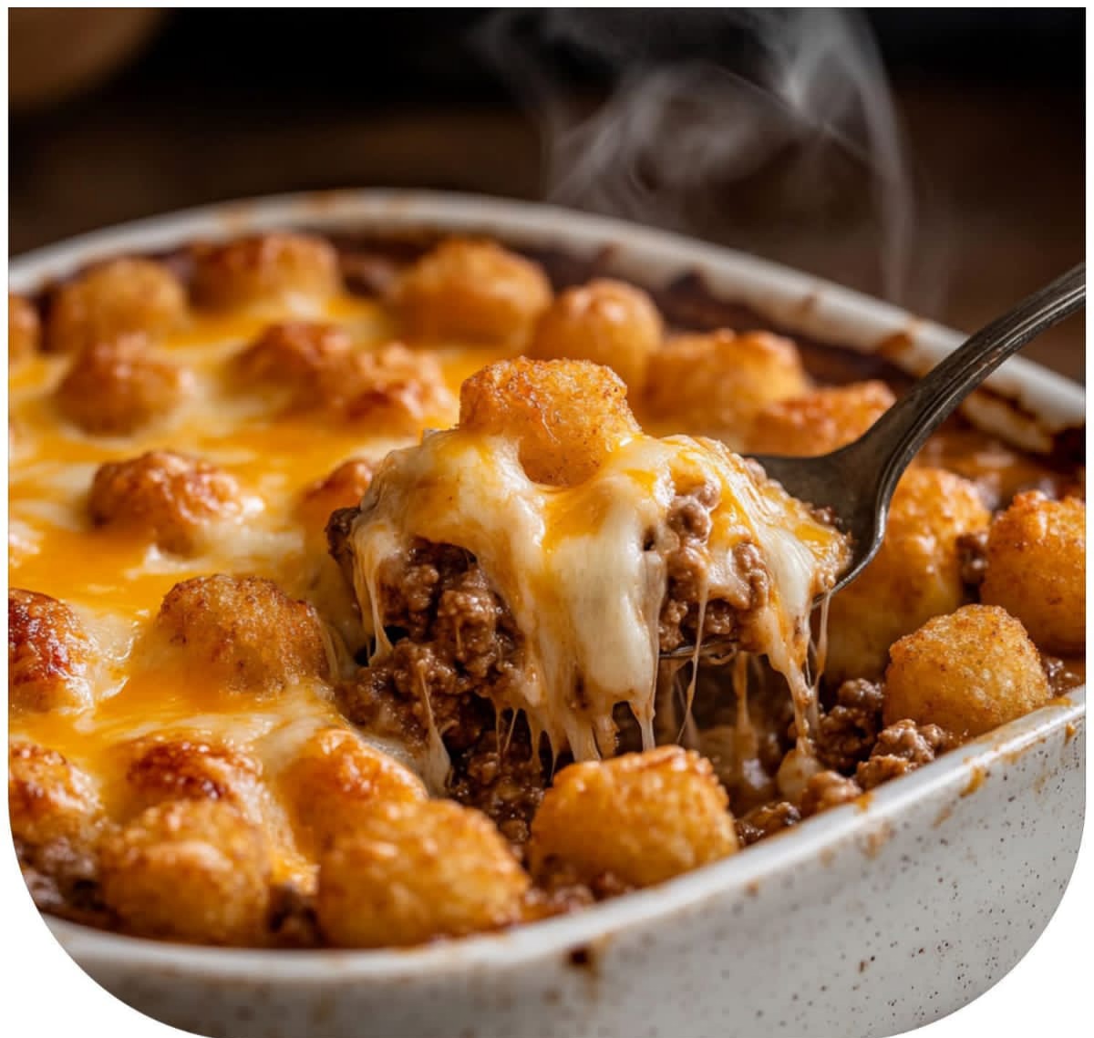 Mediterranean Cheesy Ground Beef Tater Tot Casserole 1