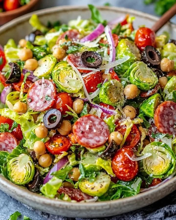 Mediterranean Chopped Brussels Sprouts Salad 1