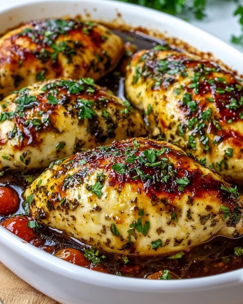 Mediterranean Balsamic Baked Chicken Breast with Mozzarella Cheese 1