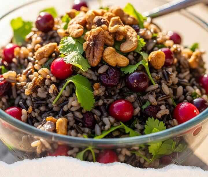 Festive Wild Rice Salad with Dried Cranberries and Citrus Vinaigrette 1