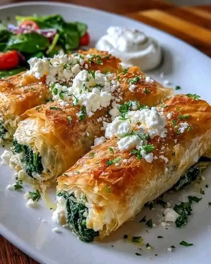 Mediterranean Spinach and Cheese Phyllo Pastry Rolls 1