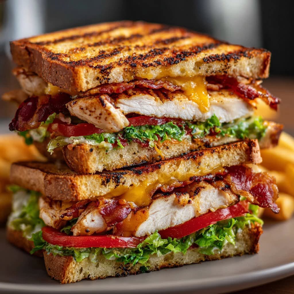 Mediterranean Grilled Chicken Club Sandwich 1