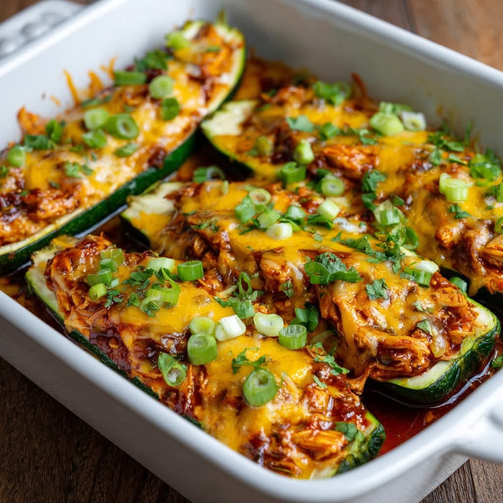 Mediterranean Chicken Enchilada Stuffed Zucchini Boats 1