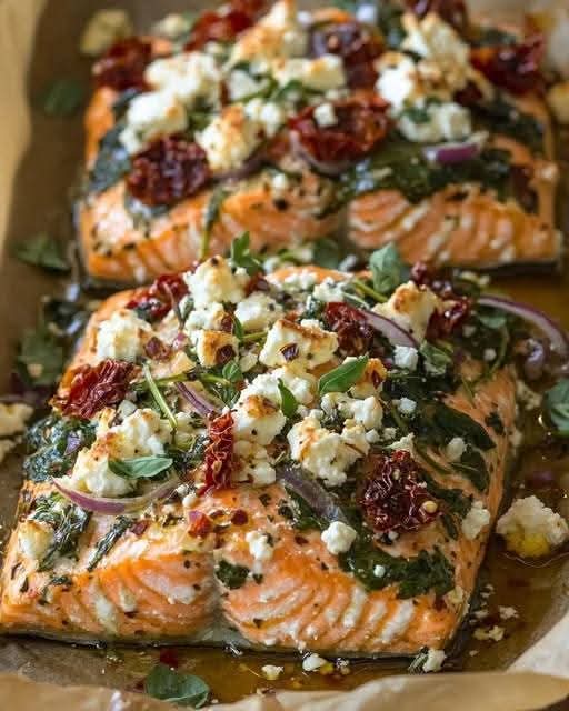 Mediterranean Baked Salmon with Feta & Sun-Dried Tomatoes 1