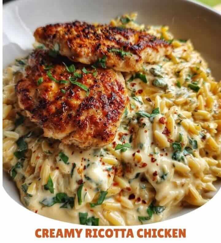 Creamy Ricotta Chicken & Orzo Skillet (Mediterranean-Style) 1