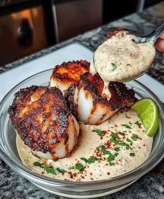 Mediterranean Seared Scallops with Cilantro Lime Sauce 1