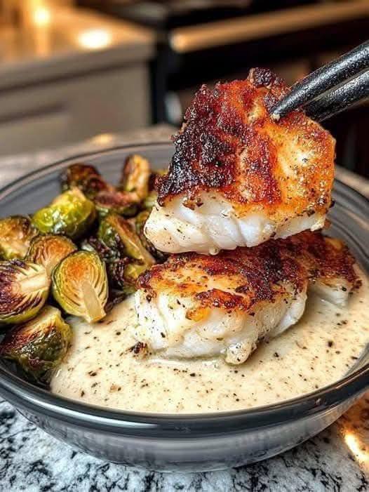 Lemon Garlic Butter Cod Bowls with Roasted Brussels Sprouts 1