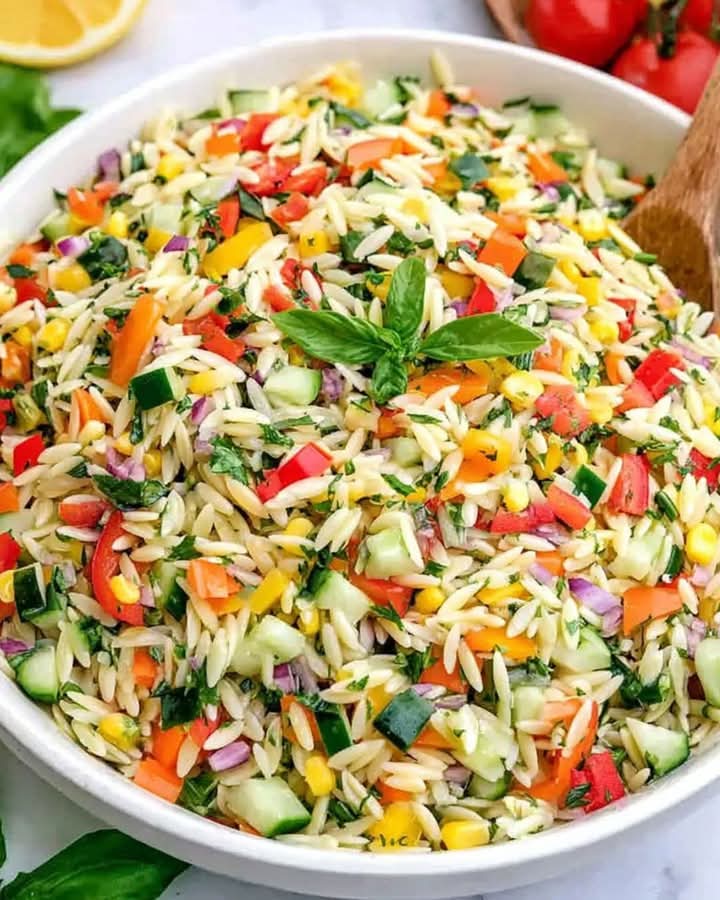 Mediterranean Lemony Rainbow Orzo Salad 1