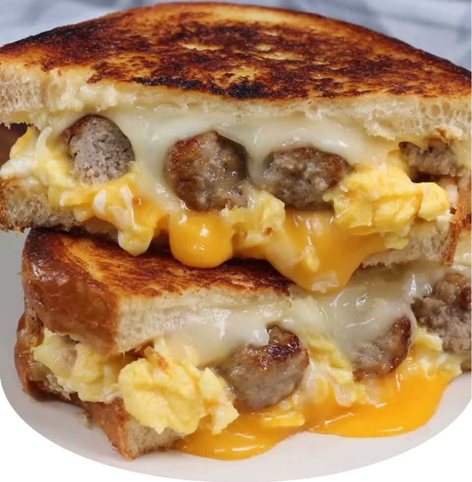 Mediterranean Breakfast Grilled Cheese with Eggs and Sausage 1