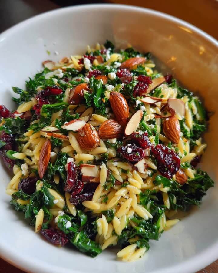 Mediterranean Cranberry Orzo Salad with Spinach and Almonds 1