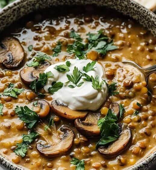 Mediterranean Mushroom Lentil Soup/Stew 1