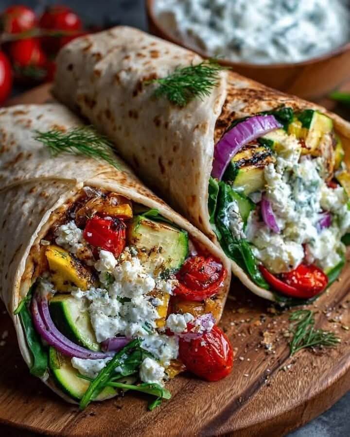 Mediterranean Grilled Veggie Wraps with Tzatziki 1