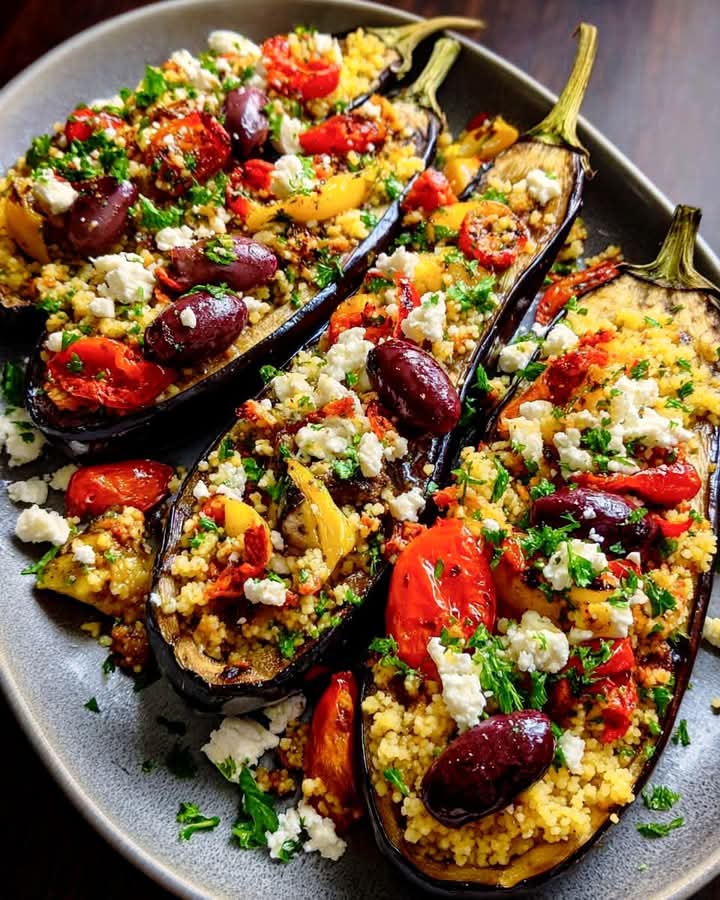 Mediterranean Stuffed Eggplant with Couscous 1
