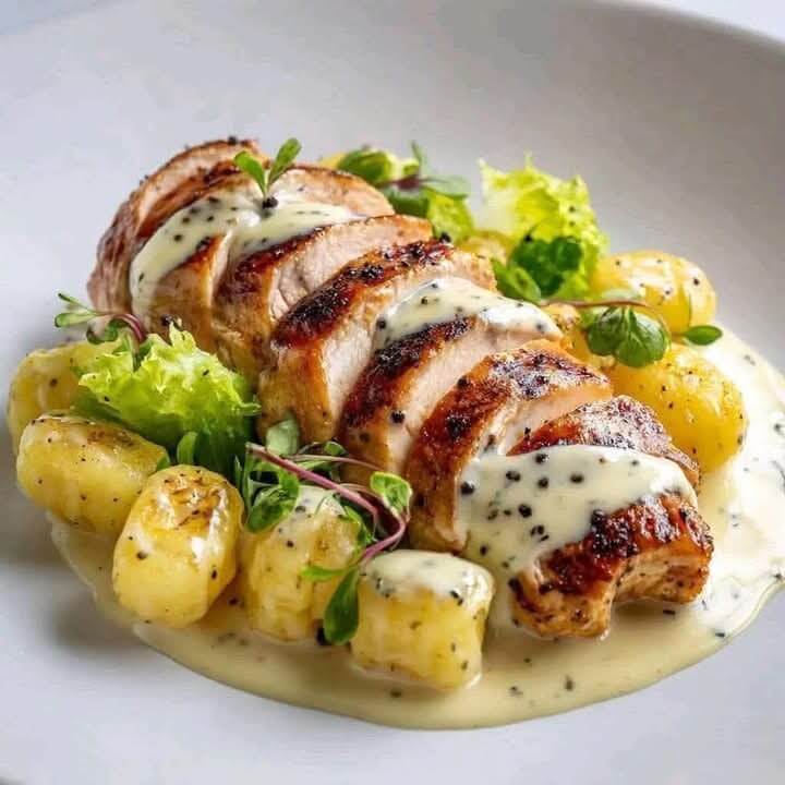 Mediterranean Grilled Chicken with Garlic Parmesan Cream Sauce and Potatoes 1