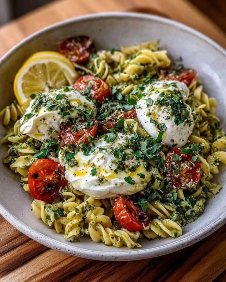 Mediterranean Lemon Pesto Pasta with Burrata & Fresh Herbs 1