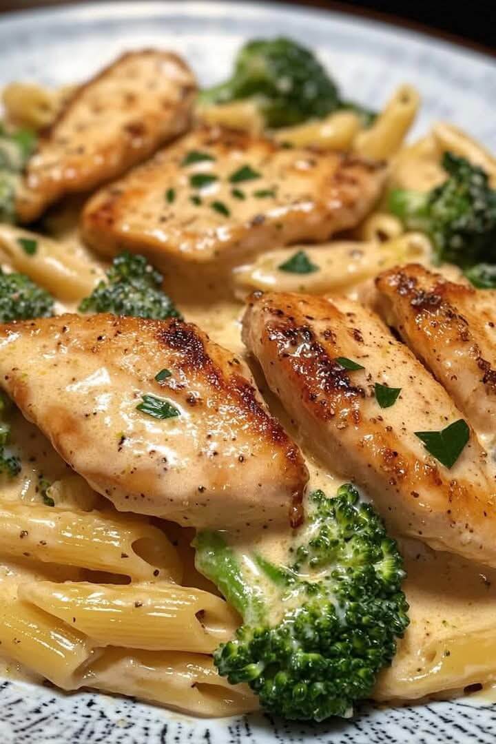 Mediterranean Honey Dijon Chicken with Creamy Broccoli Penne 1