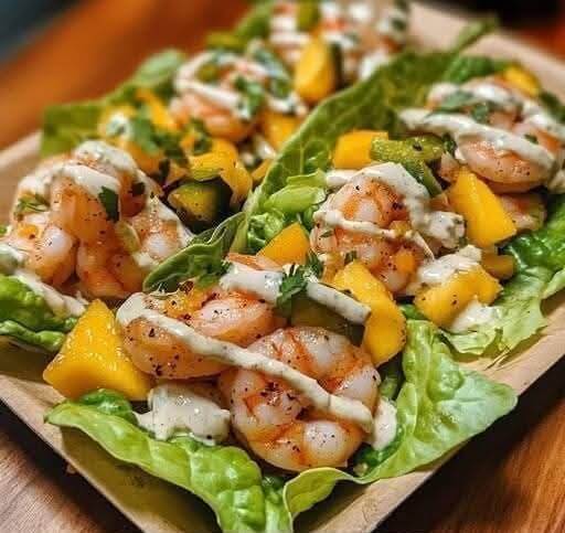 Mediterranean Mango & Jalapeño Shrimp Lettuce Cups with Cilantro Lime Crema 1