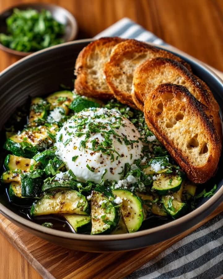 Mediterranean Warm Burrata Skillet with Roasted Zucchini 1