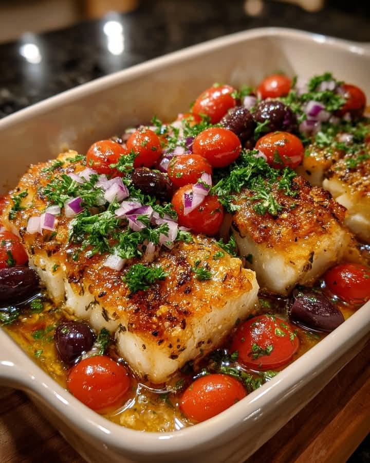 Mediterranean Baked Cod with Tomato & Olive Relish 1