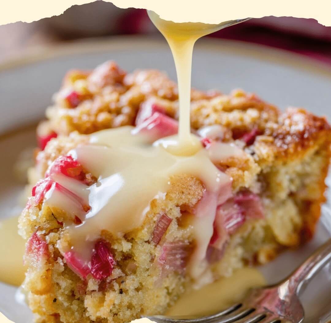 Warm Rhubarb Cake with Butter Sauce 1