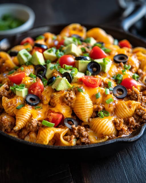 Mediterranean One Pot Cheesy Taco Pasta 1