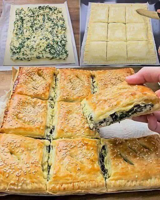 Spinach and Cheese Puff Pastry Squares 1