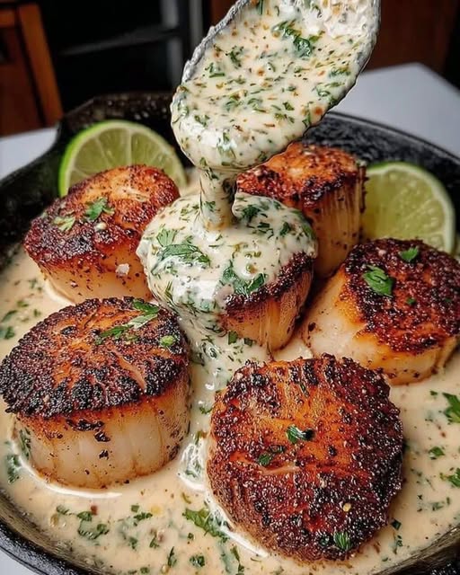 Mediterranean Sizzling Scallops with Zesty Lime Cilantro Sauce 1