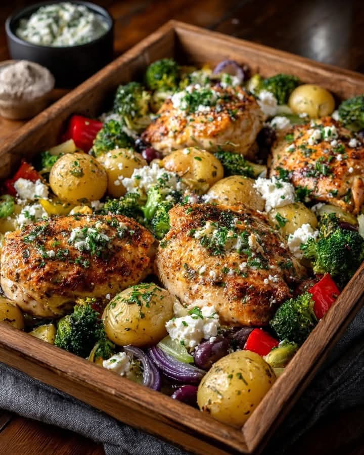 Mediterranean Sheet-Pan Lemon Herb Chicken with Veggies & Feta 1