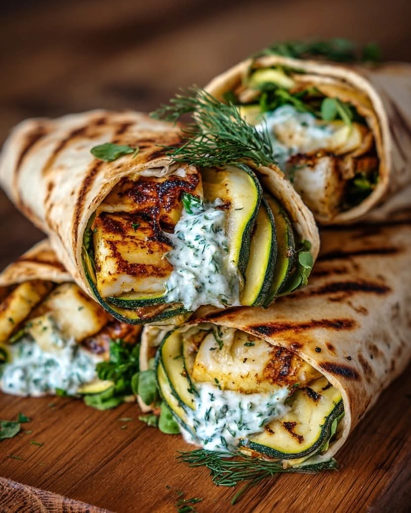 Mediterranean Grilled Zucchini & Halloumi Wrap with Herb-Yogurt Sauce 1