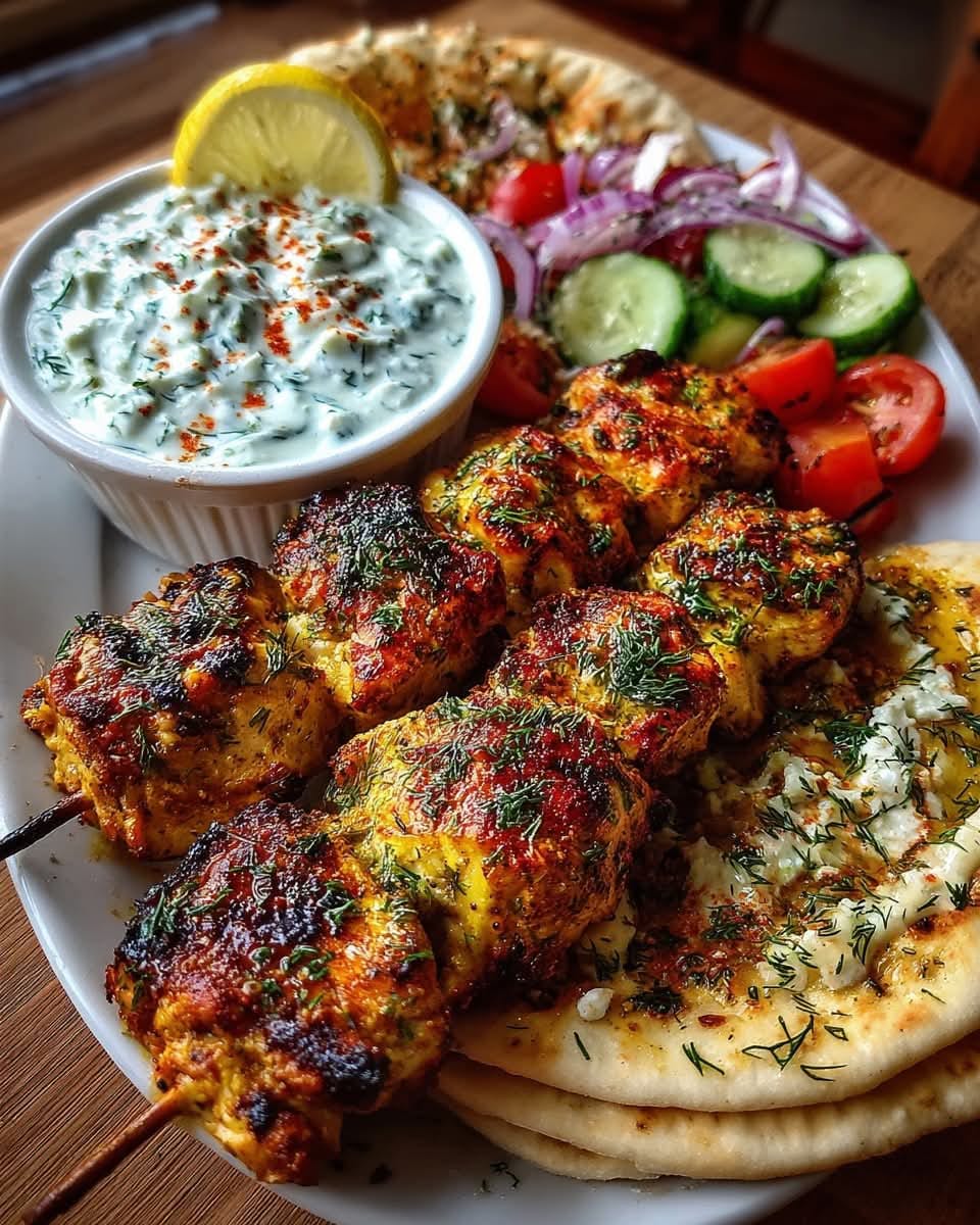 Mediterranean Chicken Skewers with Tzatziki Sides 1