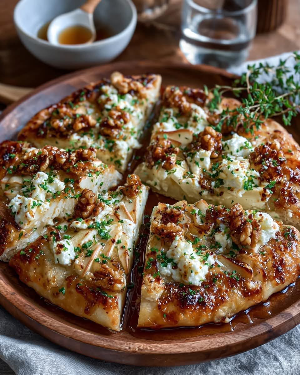 Mediterranean Crispy Flatbread with Ricotta, Roasted Apples & Walnuts with a Hot Honey Drizzle 1