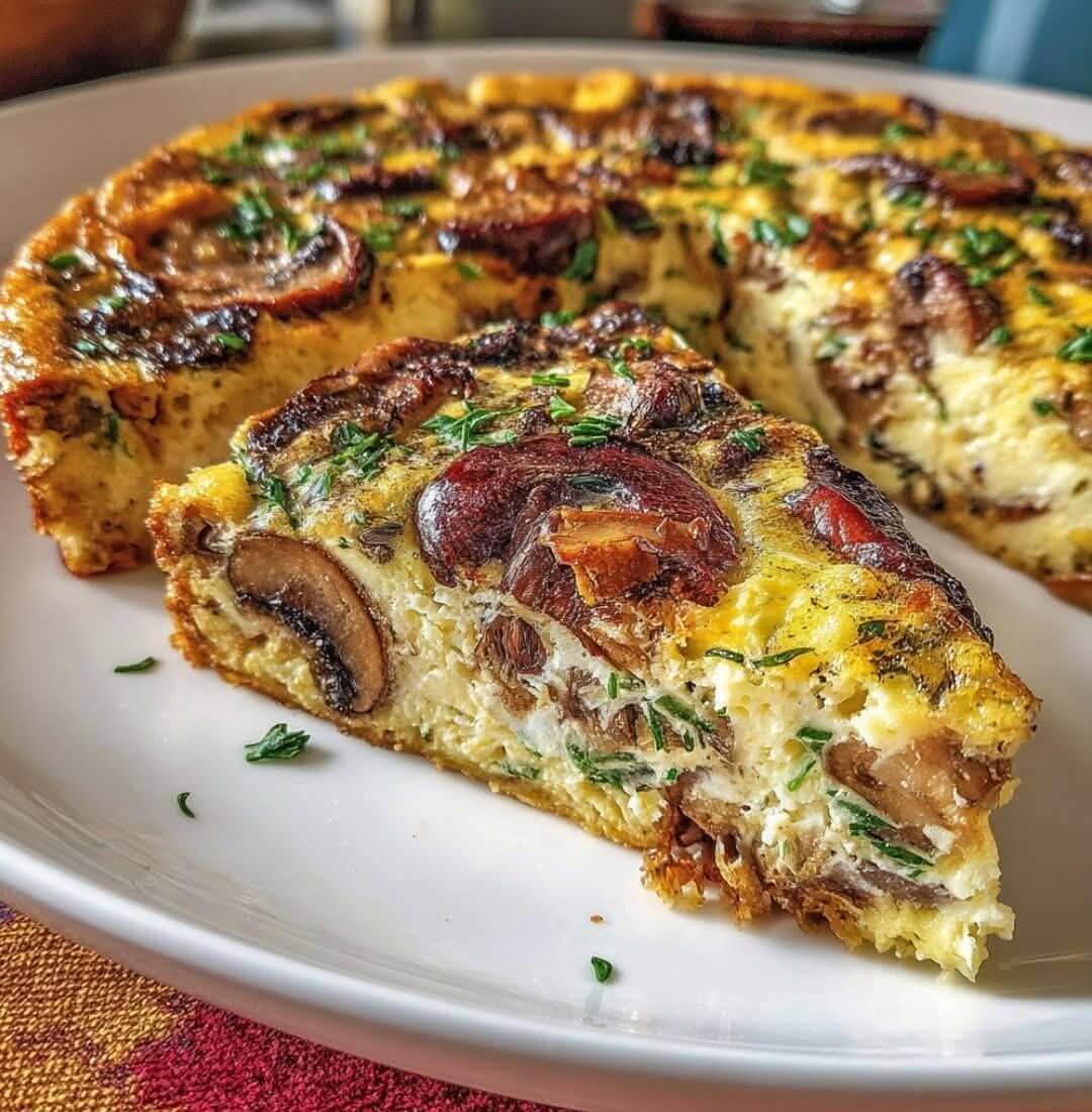 Mediterranean Crustless Mushroom & Swiss Quiche 1