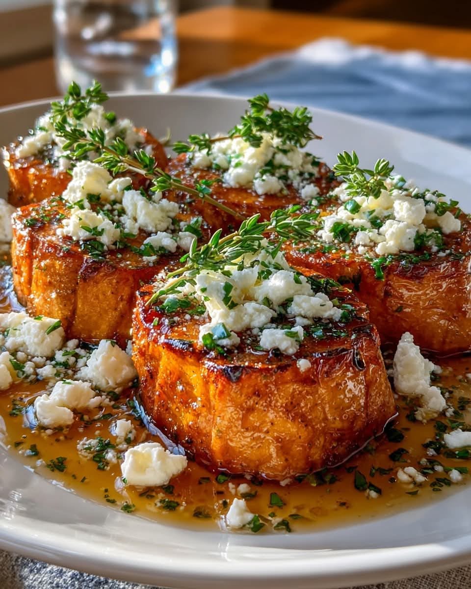Mediterranean Roasted Sweet Potato Rounds with Honey & Feta 1