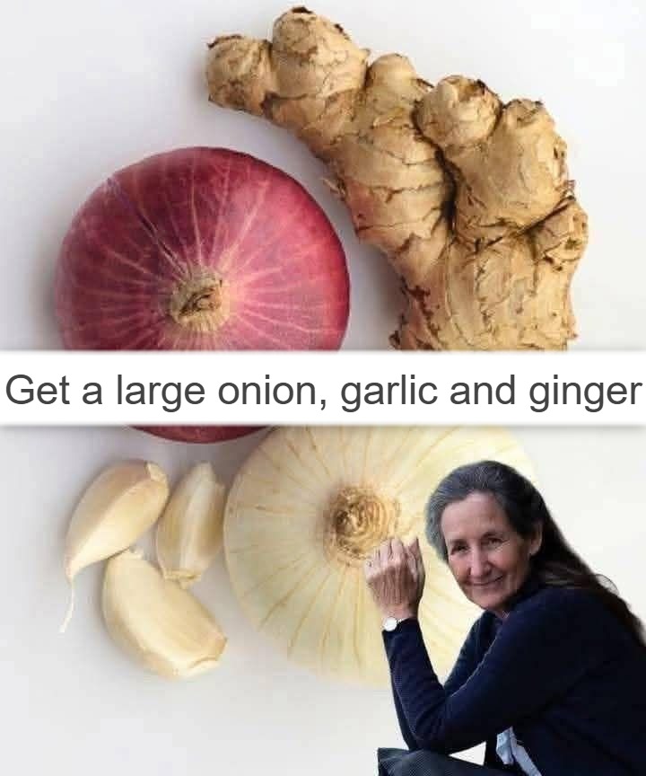 Get a large onion, garlic and ginger 1