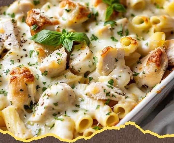 Mediterranean Creamy Garlic Parmesan Chicken Pasta Bake 1