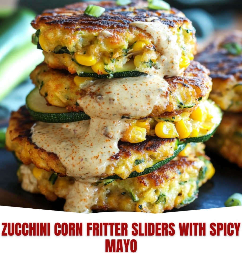 Mediterranean Zucchini Corn Fritter Sliders with Spicy Mayo 1