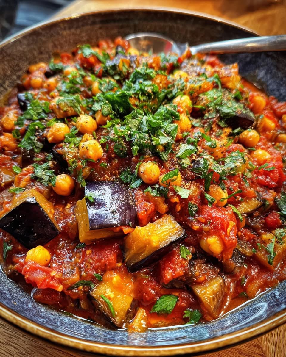 Mediterranean Roasted Eggplant & Chickpea Stew with Tomatoes & Fresh Herbs 1