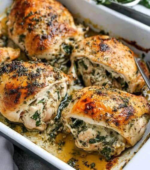 Mediterranean Spinach & Cheese Stuffed Chicken Thighs 8