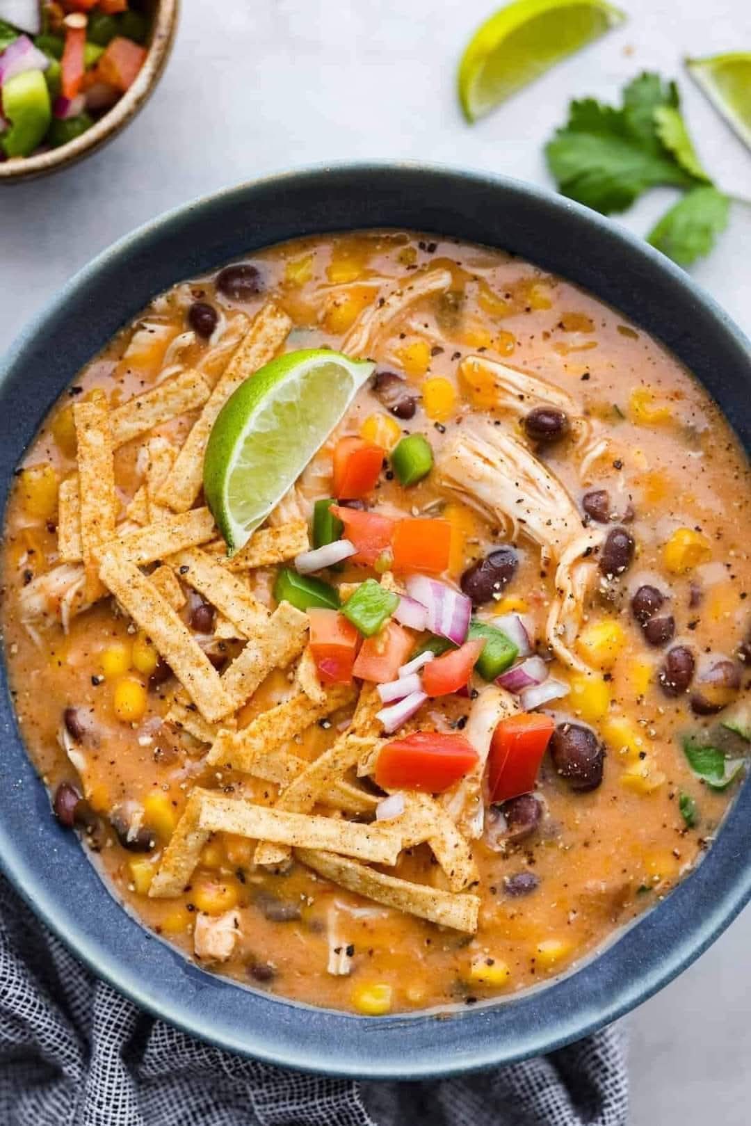 Mediterranean Slow Cooker Chicken Tortilla Soup 1
