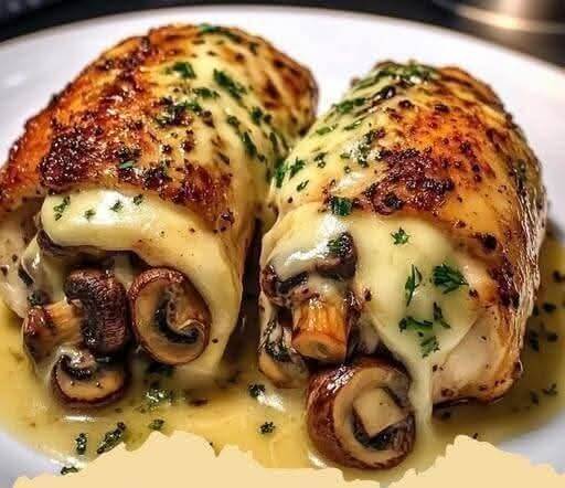 Mediterranean Cheesy Garlic Butter Mushroom Stuffed Chicken 1