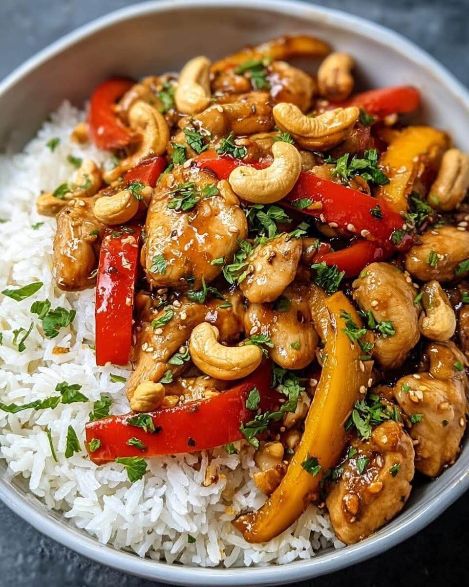 Mediterranean Ultimate Cashew Chicken Stir-Fry with Peppers & Rice 6