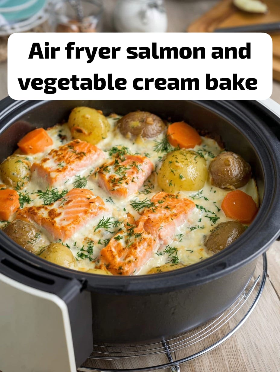 Air Fryer Salmon & Vegetable Cream Bake 1
