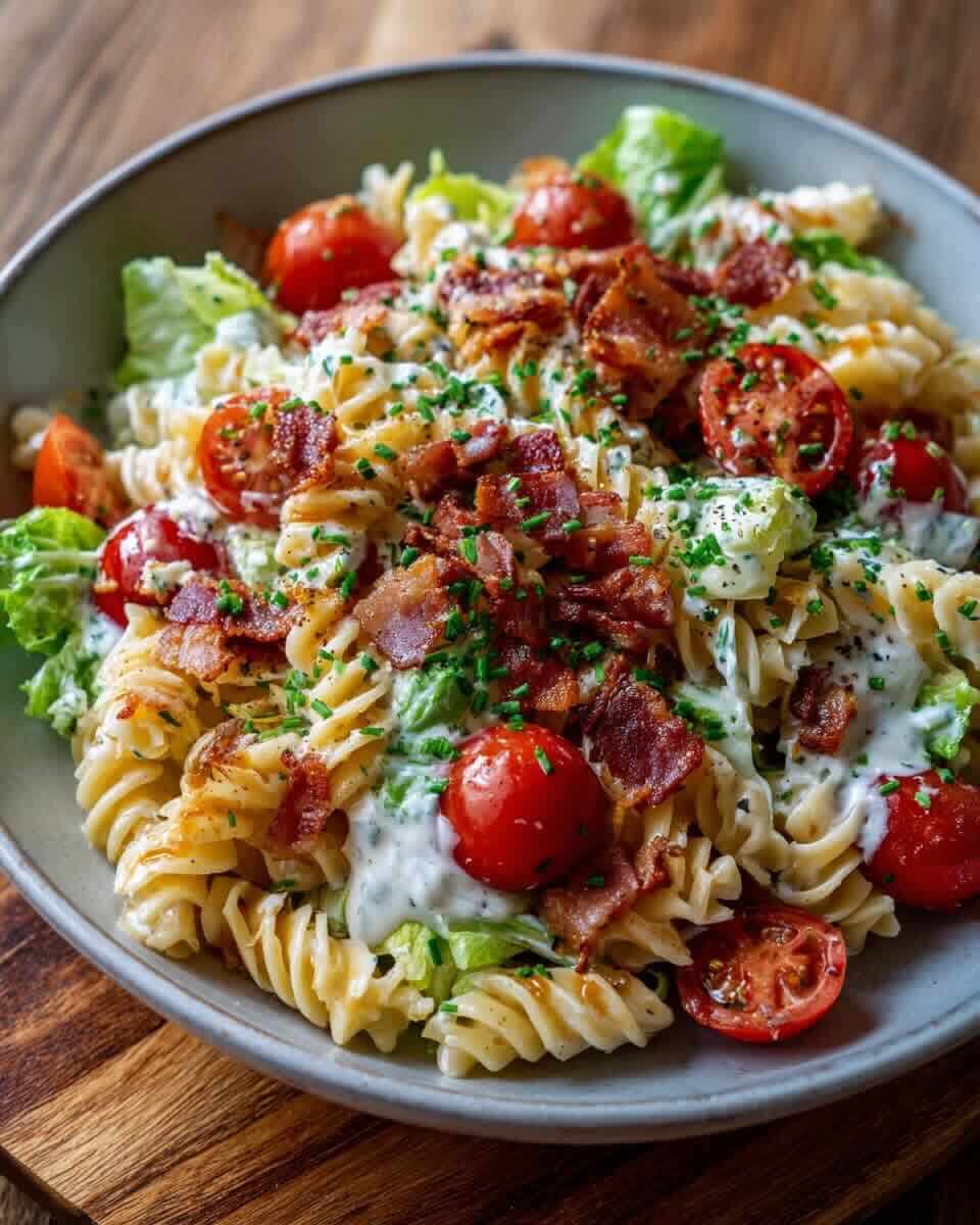 Mediterranean BLT Pasta Salad with Ranch Dressing 1
