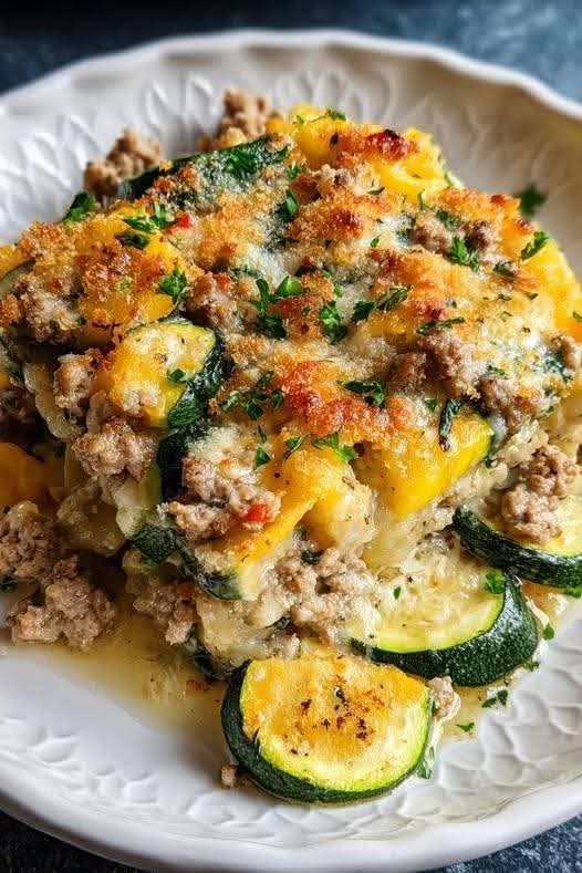 Mediterranean Savory Ground Turkey Zucchini Casserole 1